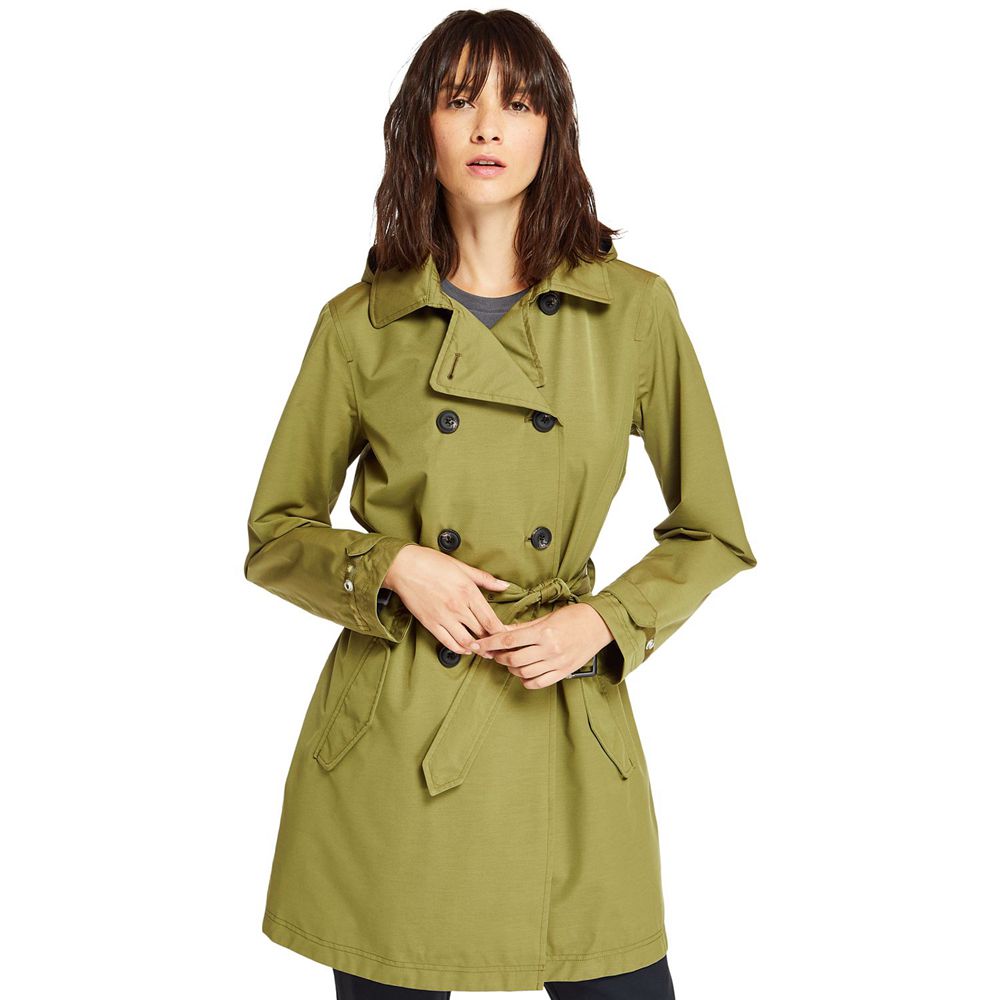 Timberland Womens Coats Classic Waterproof Trench - Olive - India ZS4308512